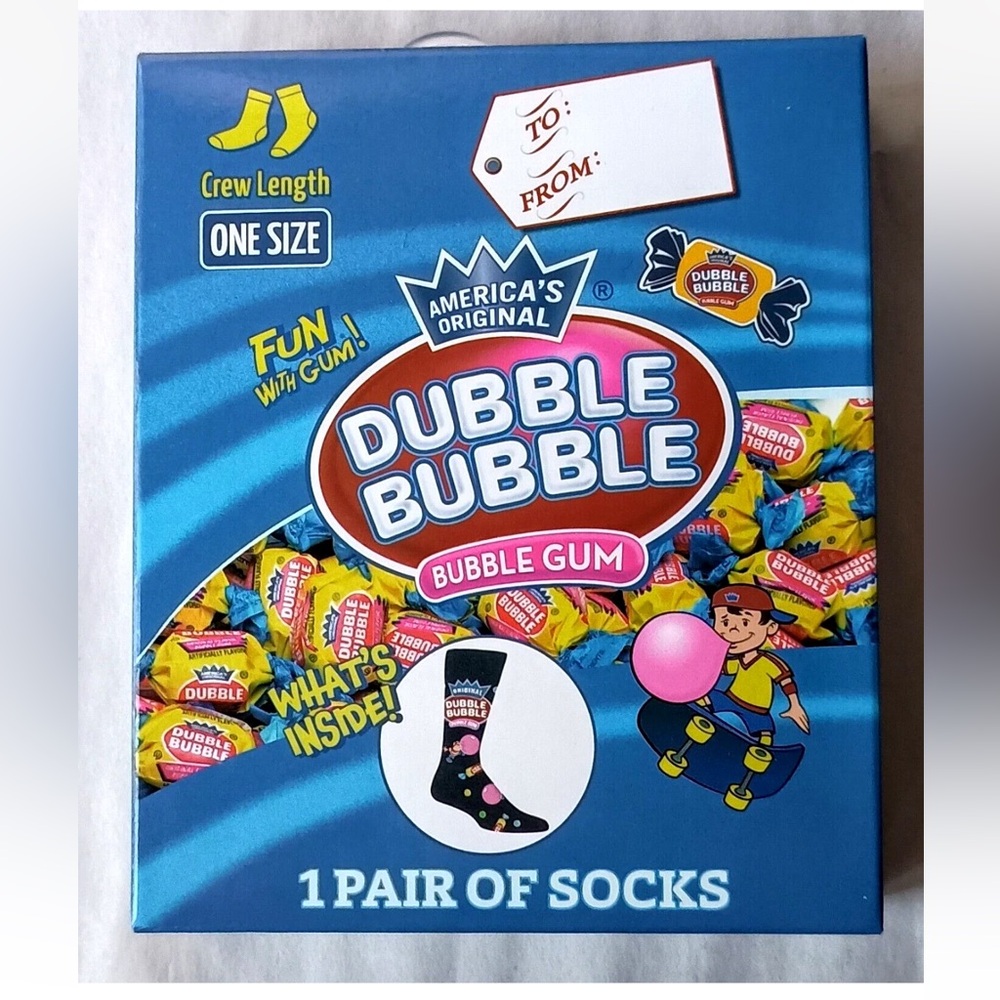 Dubble‎ Bubble- Bubble Gum Themed Socks - Crew length, one size